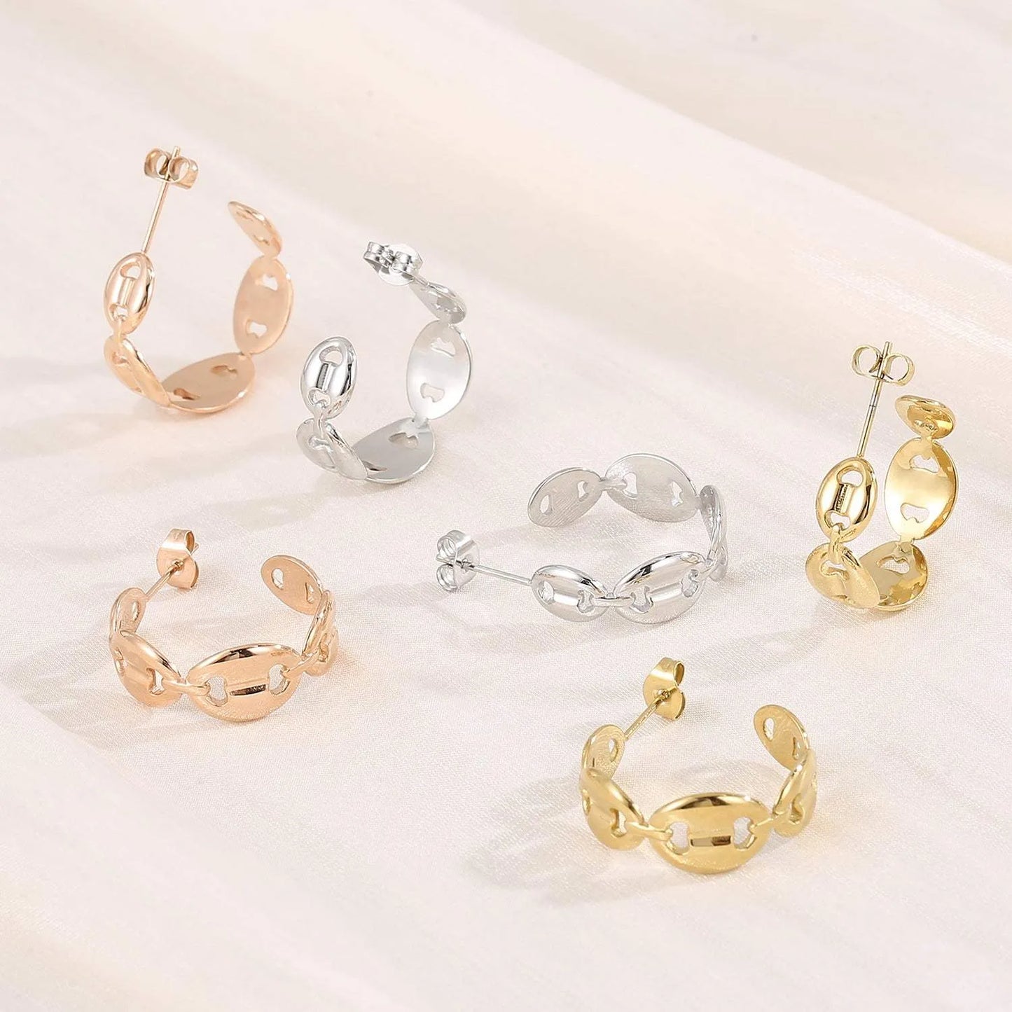 Stainless Steel C-Hoop Earrings Earrings - Tophatter Daily Deals