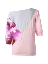 Color Block Three-Quarter Sleeve Blouse Blouses - Tophatter Daily Deals