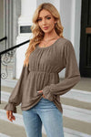 Round Neck Flounce Sleeve Blouse Blouses - Tophatter Daily Deals