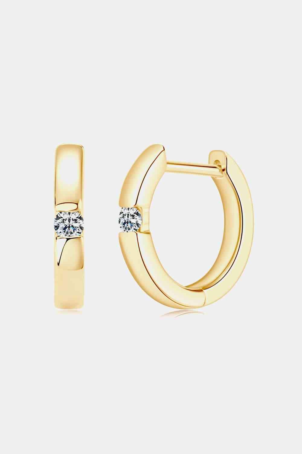 Moissanite 925 Sterling Silver Huggie Earrings Gold One Size Moissanite - Tophatter Daily Deals