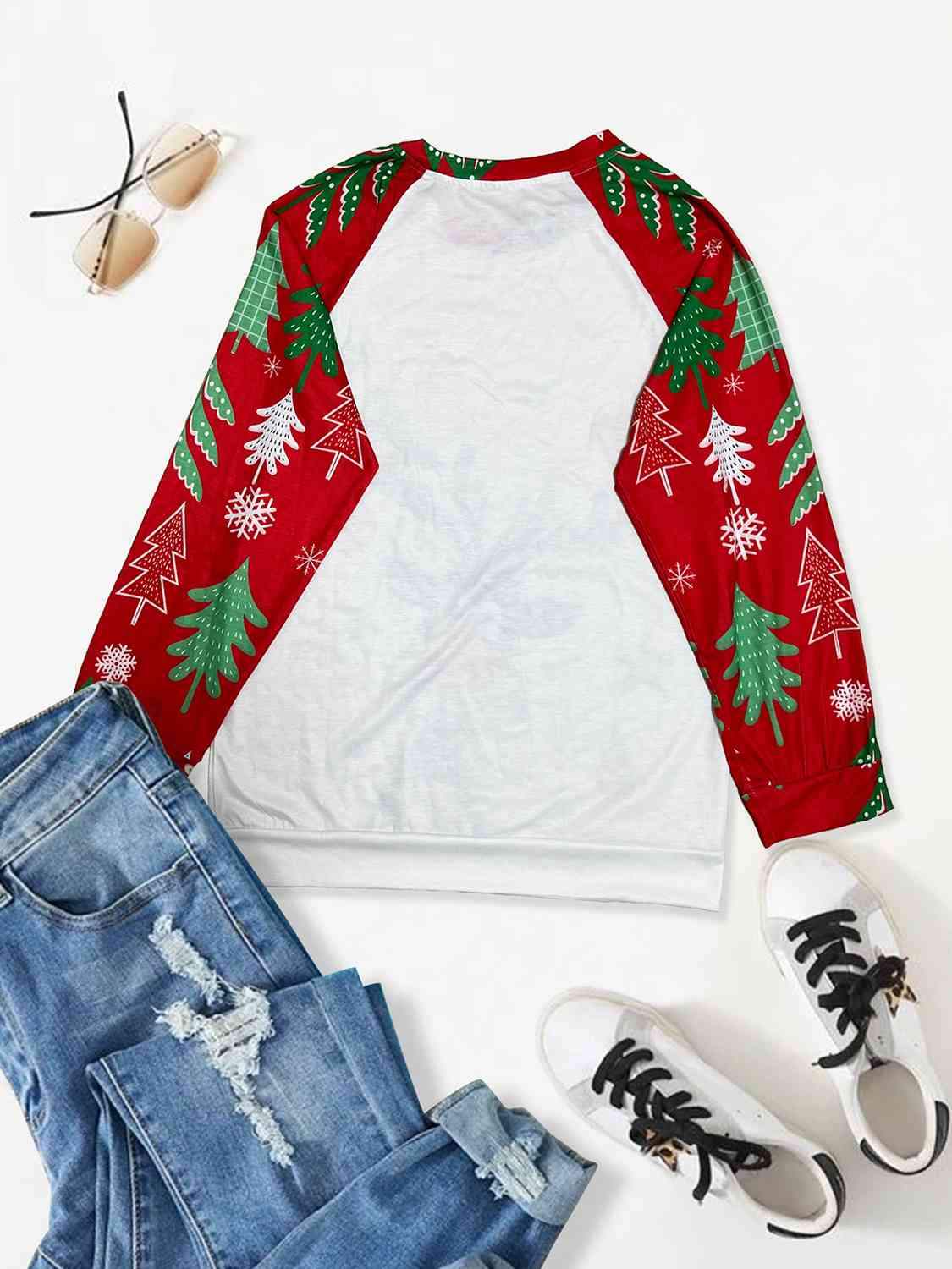 Plus Size Christmas Theme Raglan Sleeve T-Shirt Women's T-Shirts - Tophatter Daily Deals