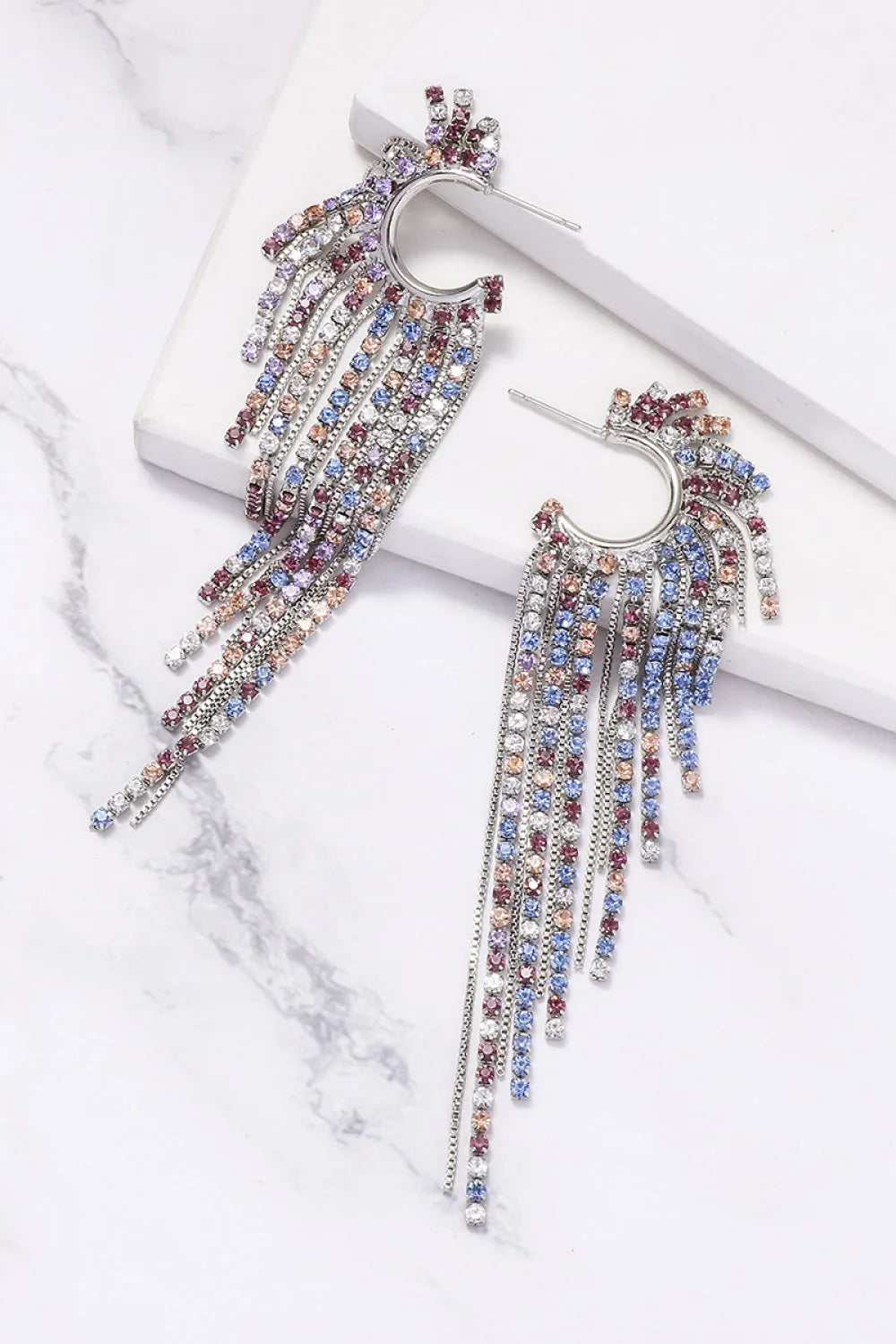 Fringed Rhinestone Zinc Alloy Dangle Earrings Earrings - Tophatter Daily Deals