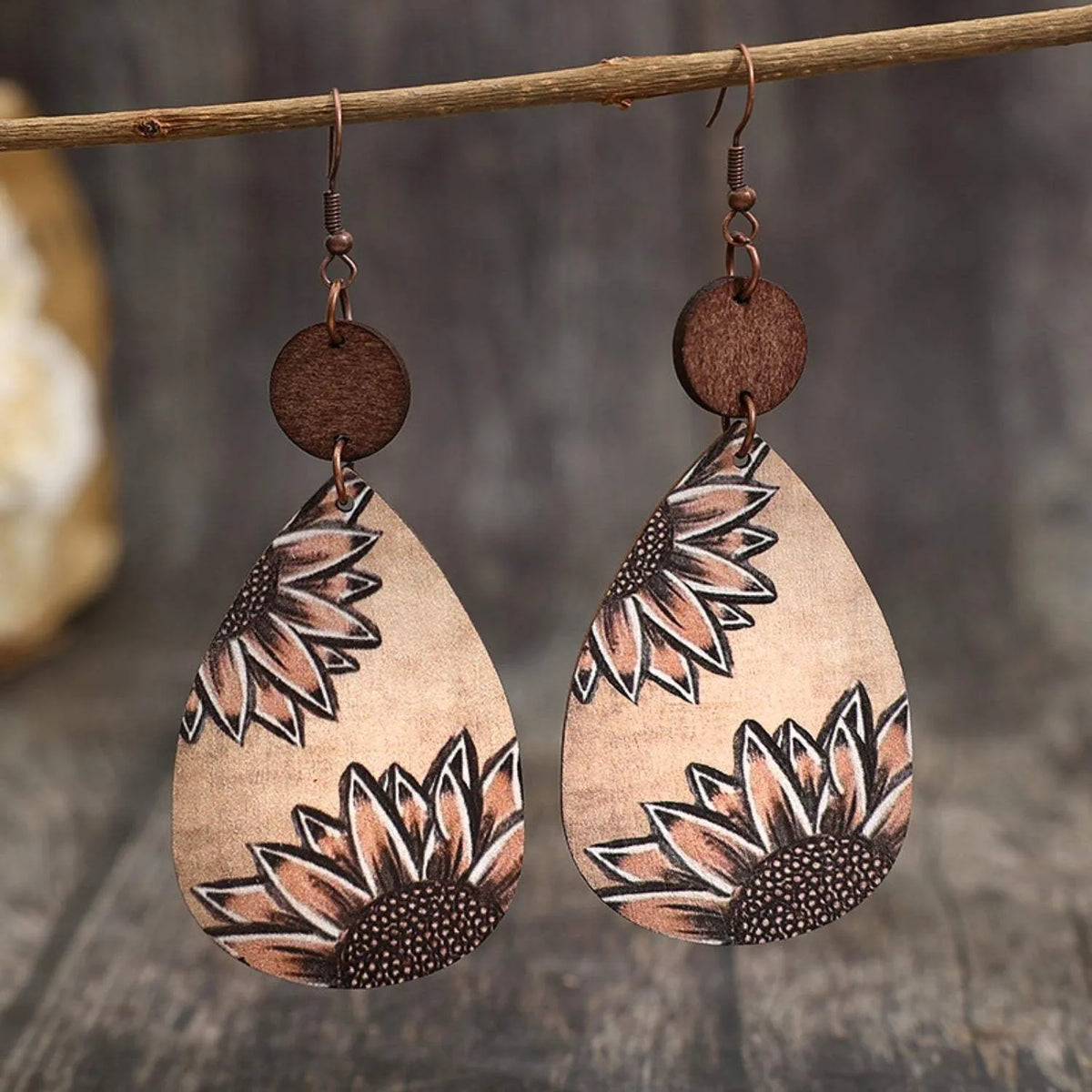 Wooden Iron Hook Dangle Earrings Style C One Size Earrings - Tophatter Daily Deals