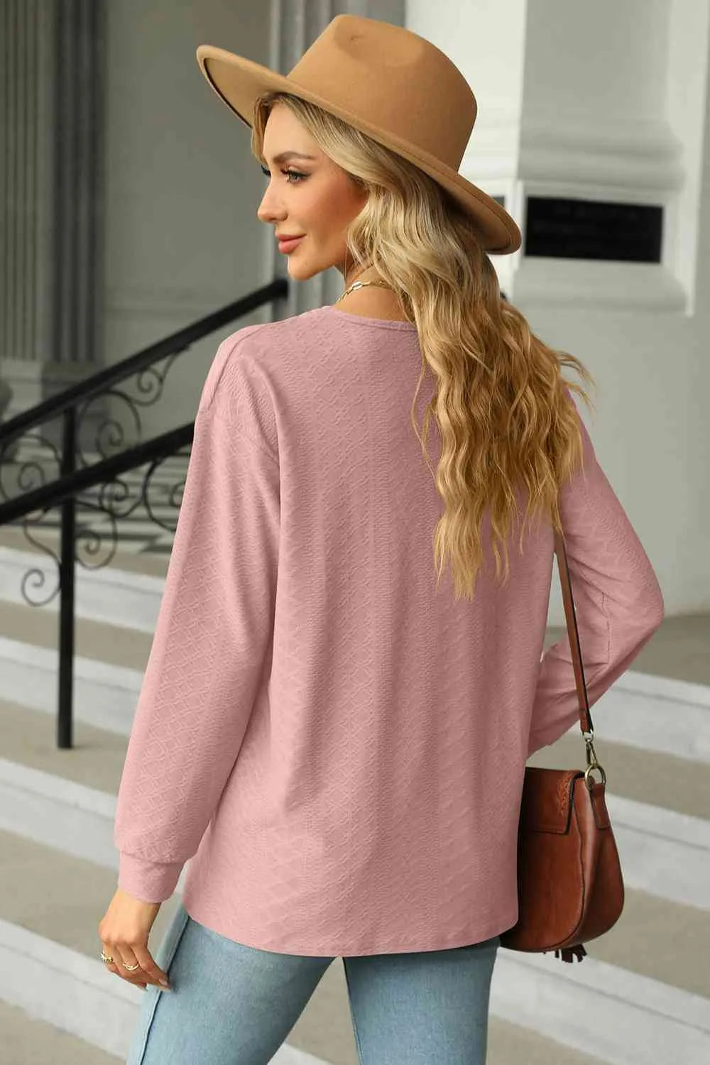 V-Neck Long Sleeve Blouse Blouses - Tophatter Daily Deals