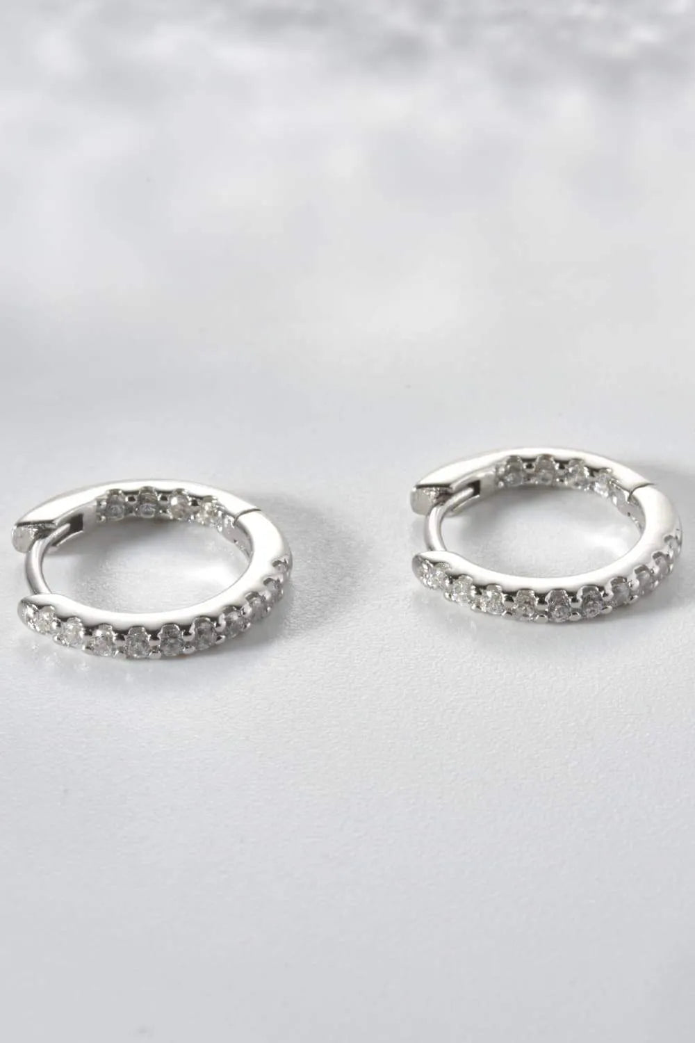 Inlaid Zircon 925 Sterling Silver Huggie Earrings Earrings - Tophatter Daily Deals