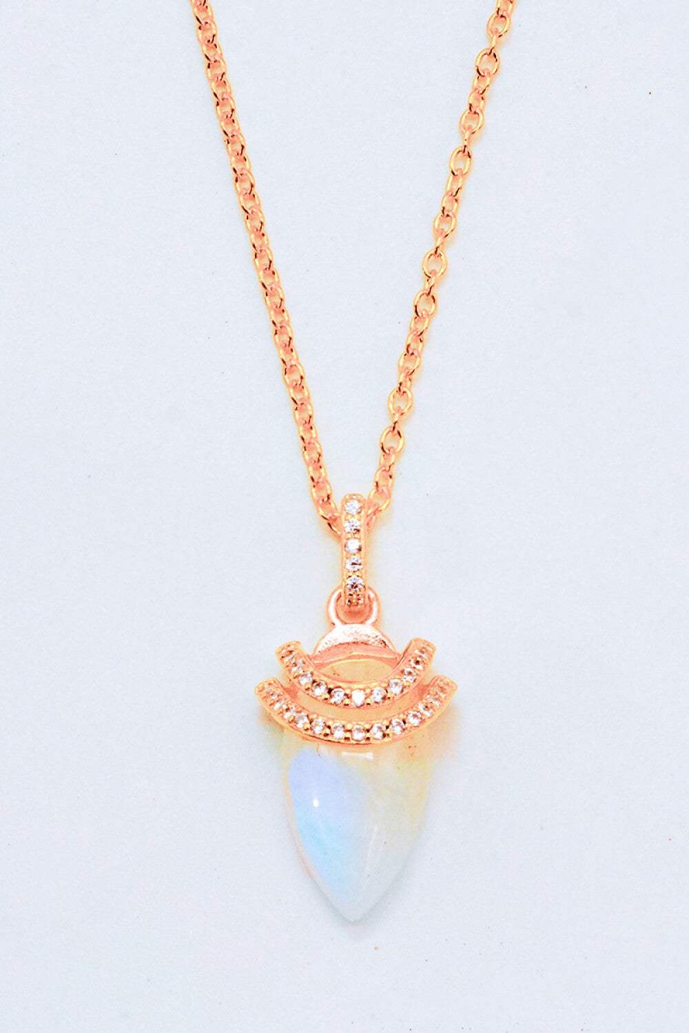 18K Gold-Plated Moonstone Pendant Necklace Rose Gold One Size Moonstone - Tophatter Daily Deals