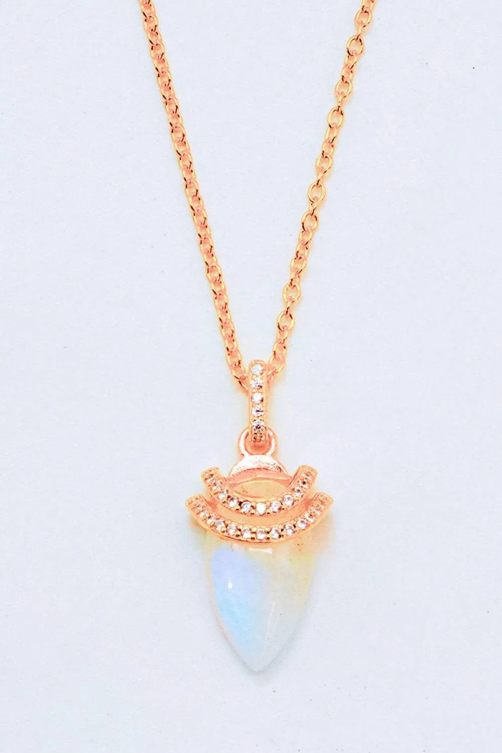 18K Gold-Plated Moonstone Pendant Necklace Rose Gold One Size Moonstone - Tophatter Daily Deals