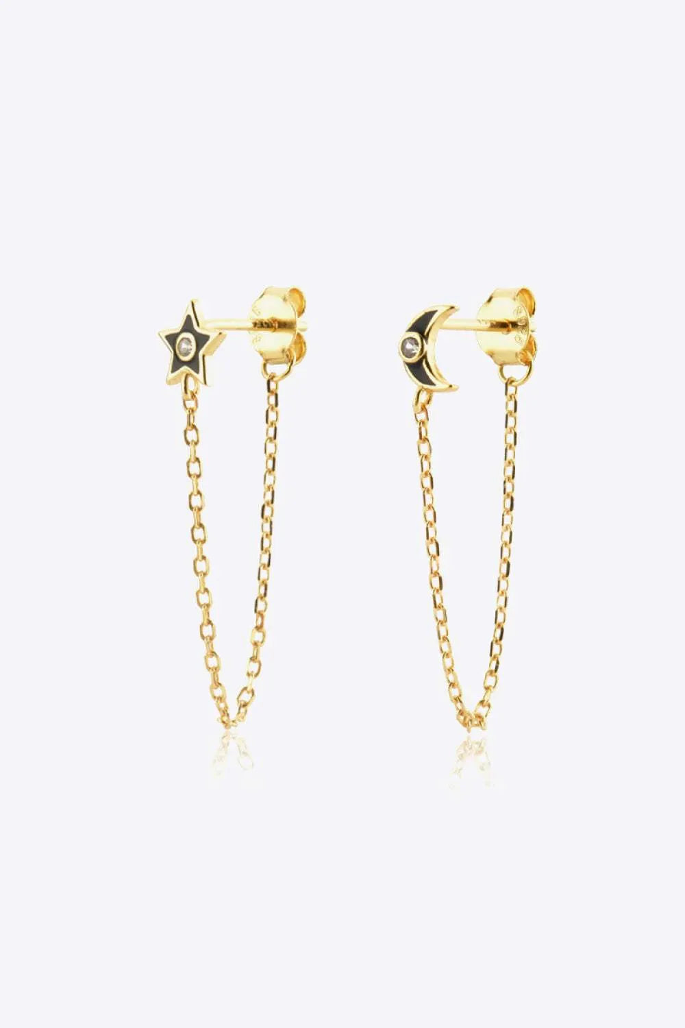 Zircon Star and Moon Mismatched Earrings Gold Black One Size Earrings - Tophatter Daily Deals