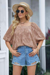 Applique Puff Sleeve Square Neck Blouse Blouses - Tophatter Daily Deals