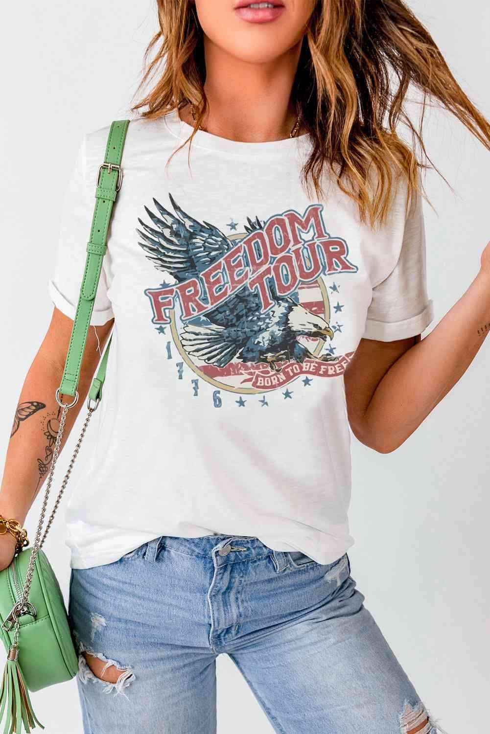 FREEDOM TOUR Graphic Tee Women's T-Shirts - Tophatter Daily Deals