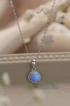 Opal Round Pendant Chain Necklace Sky Blue One Size Opal - Tophatter Daily Deals