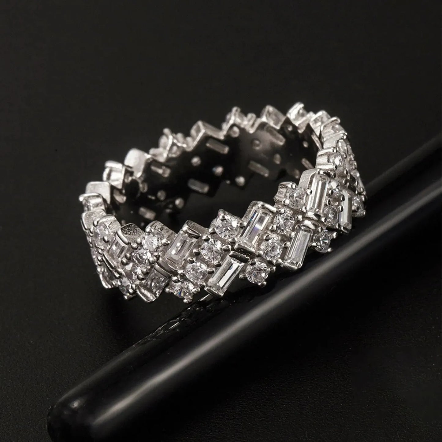 Inlaid Zircon 925 Sterling Silver Ring Silver Rings - Tophatter Daily Deals