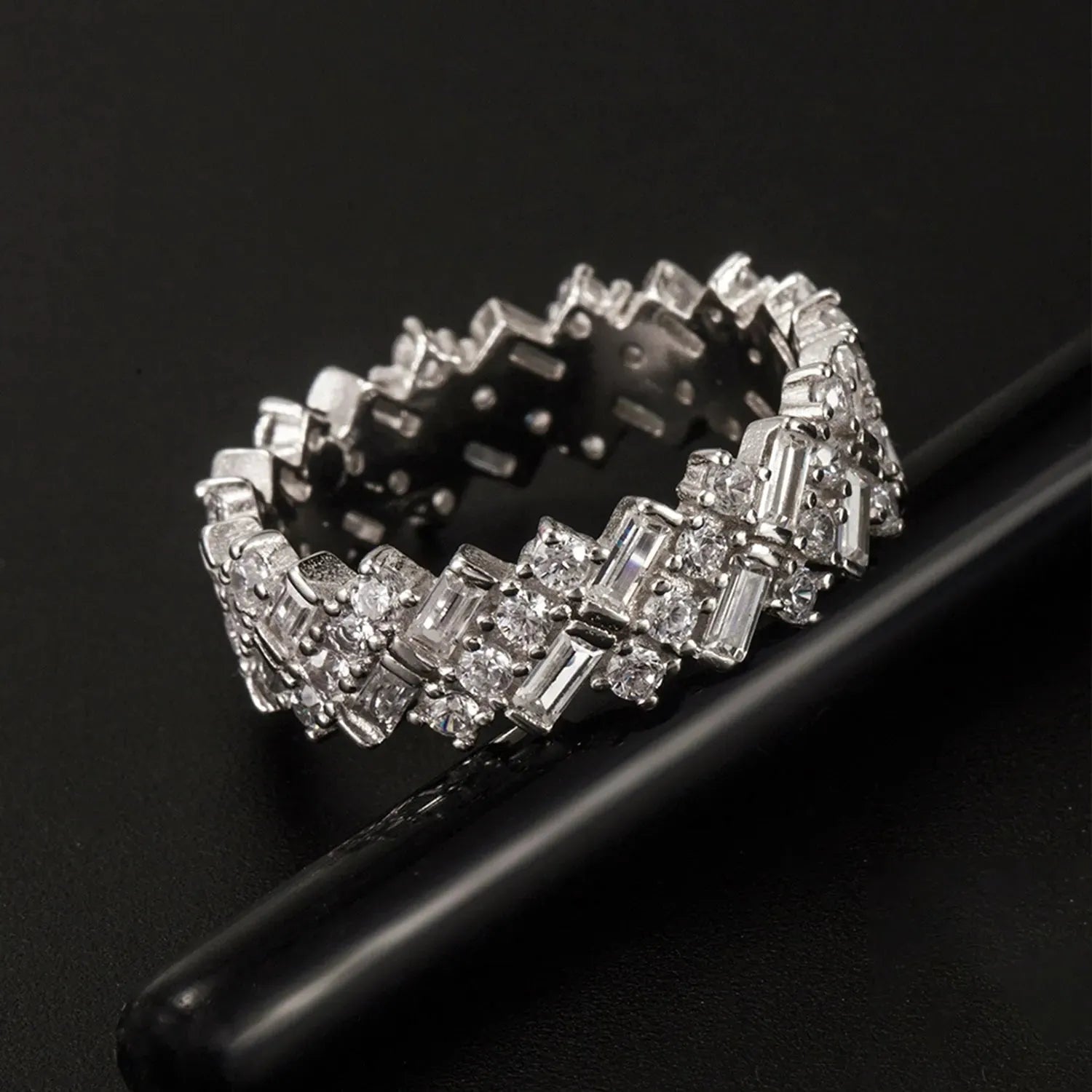 Inlaid Zircon 925 Sterling Silver Ring Silver Rings - Tophatter Daily Deals