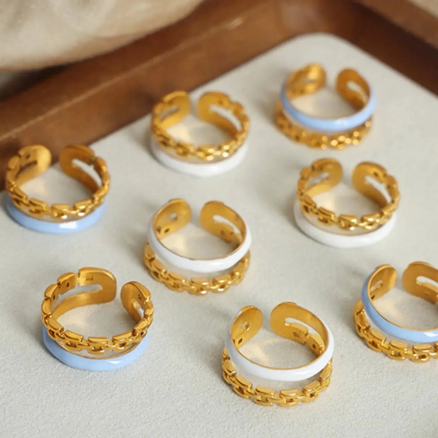 Enamel 18K Gold-Plated Open Ring Rings - Tophatter Daily Deals
