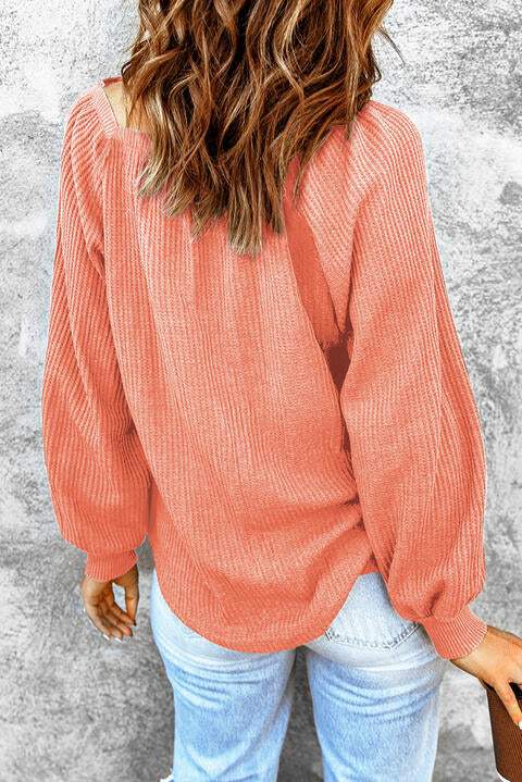 Square Neck Waffle-Knit Top Blouses - Tophatter Daily Deals