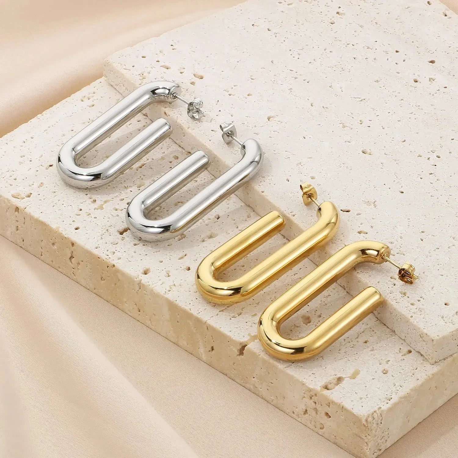 Stainless Steel Hinged Hoop Earrings Earrings - Tophatter Daily Deals
