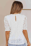 Lace V-Neck Flounce Sleeve Top Blouses - Tophatter Daily Deals