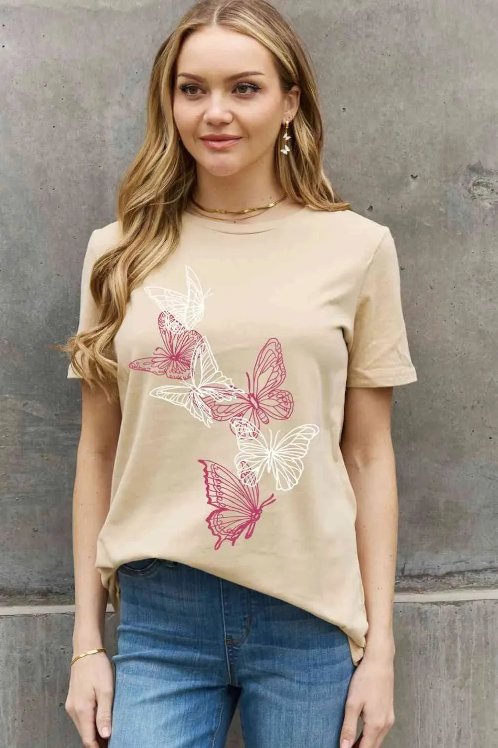Simply Love Simply Love Full Size Butterfly Graphic Cotton Tee Women's T-Shirts - Tophatter Daily Deals