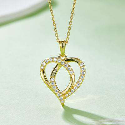 Moissanite 925 Sterling Silver Heart Shape Necklace Gold One Size Moissanite - Tophatter Daily Deals