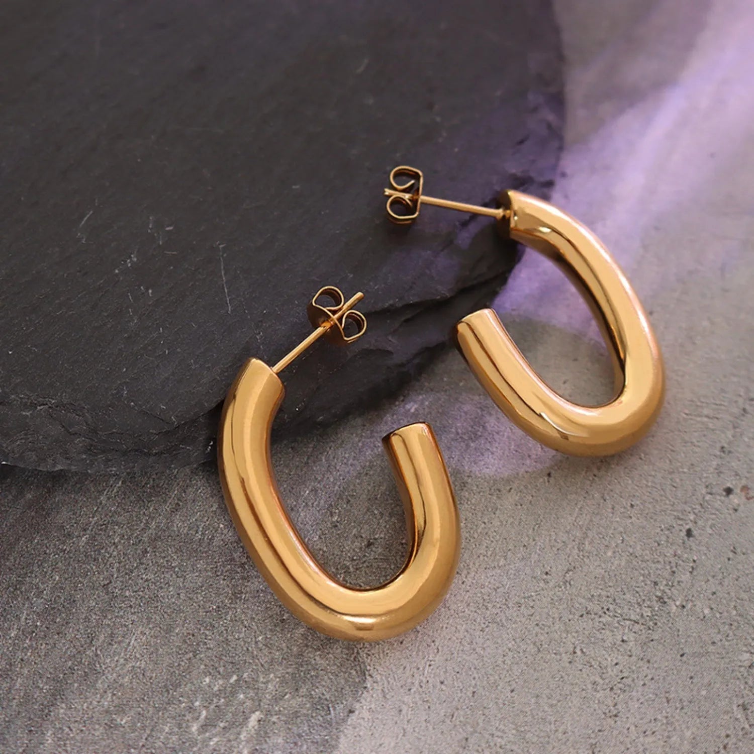 Titanium Steel Gold-Plated Earrings Earrings - Tophatter Daily Deals