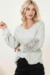 V-Neck Spliced Lace Top Blouses - Tophatter Daily Deals