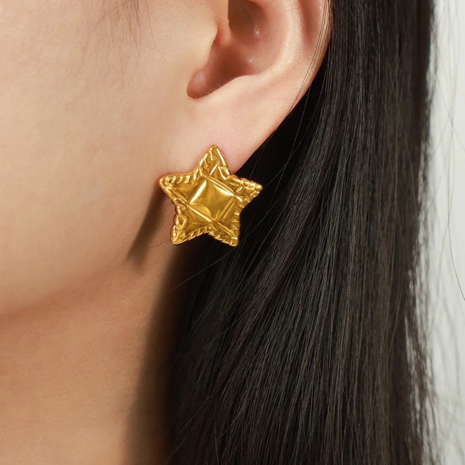 Titanium Steel Star Stud Earrings Gold One Size Earrings - Tophatter Daily Deals