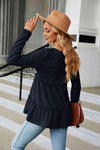 Long Sleeve V-Neck Cable-Knit Blouse Blouses - Tophatter Daily Deals