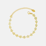 Titanium Steel Drip Oil Flower Bracelet Gold One Size Bracelets - Tophatter Daily Deals