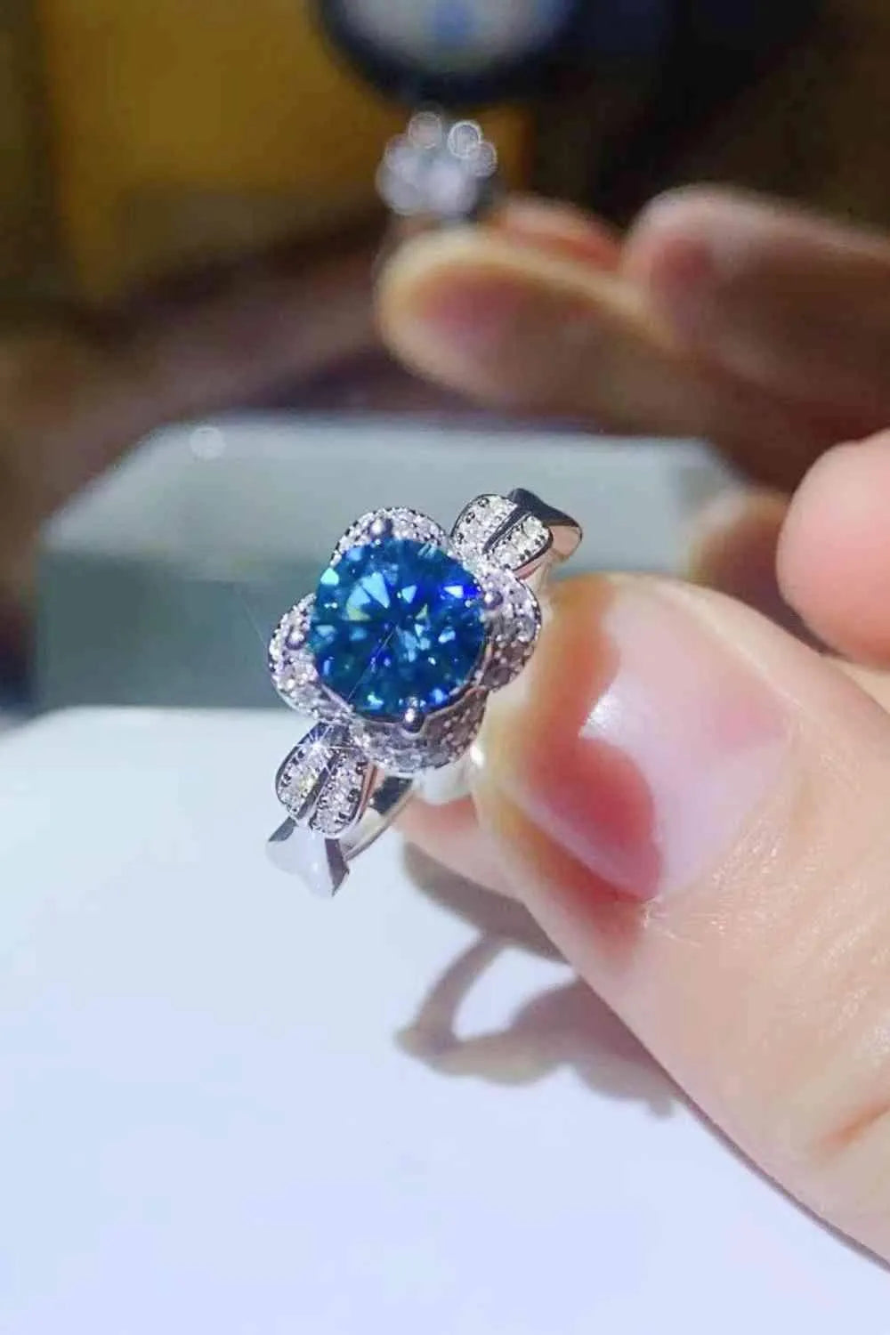 Better Love Next Time 1 Carat Moissanite Ring Sky Blue Moissanite - Tophatter Daily Deals