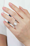 3 Carat Moissanite Platinum-Plated Side Stone Ring Moissanite - Tophatter Daily Deals