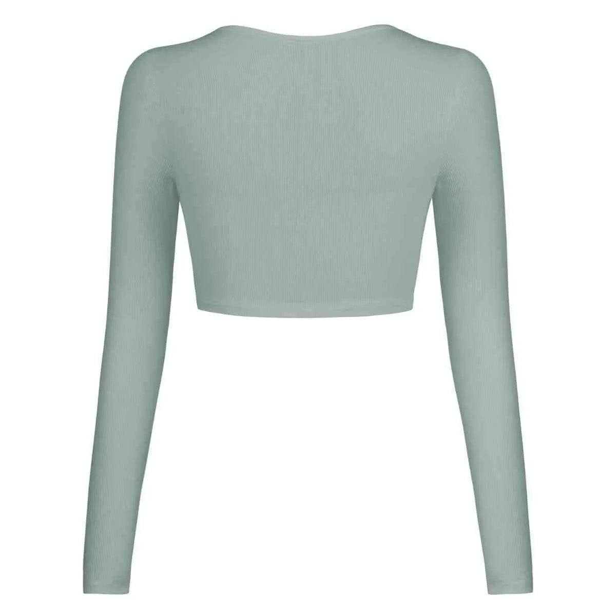 Double Take Button Down Long Sleeve Cropped Top Blouses - Tophatter Daily Deals