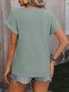 Cable-Knit Round Neck Short Sleeve T-Shirt Women's T-Shirts - Tophatter Daily Deals