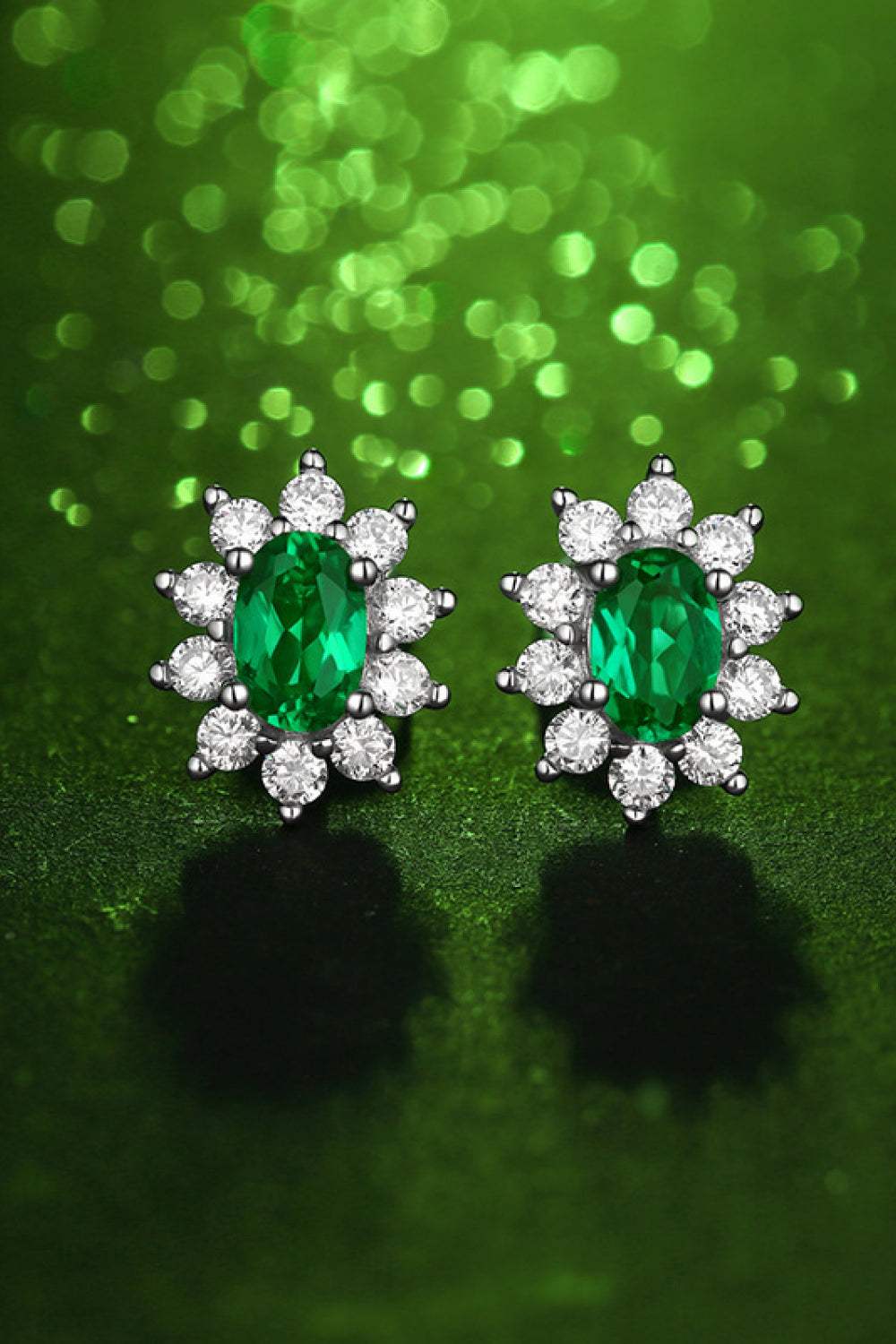 1 Carat Lab-Grown Emerald Stud Earrings Earrings - Tophatter Daily Deals