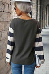 Leopard Striped Round Neck Long Sleeve Tee Women's T-Shirts - Tophatter Daily Deals