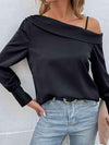 Cold-Shoulder Long Sleeve Top Blouses - Tophatter Daily Deals