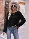 Double Take Long Flounce Sleeve Round Neck Blouse Blouses - Tophatter Daily Deals