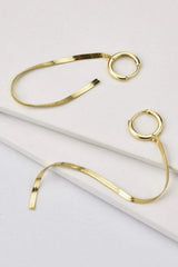 925 Sterling Silver Long Snake Chain Earrings Gold One Size Earrings - Tophatter Daily Deals