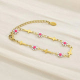 Flower & Cross Stainless Steel Bracelet White One Size Bracelets - Tophatter Daily Deals