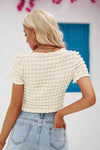 Round Neck Short Sleeve Crop Top Blouses - Tophatter Daily Deals