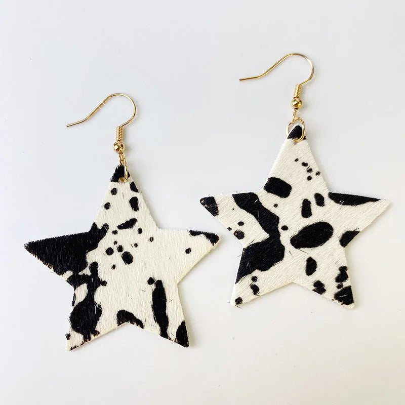 Genuine Cowhide Leather Dangle Earrings Style F One Size Earrings - Tophatter Daily Deals