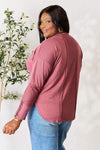 Culture Code Full Size V-Neck Exposed Seam Long Sleeve Blouse Blouses - Tophatter Daily Deals