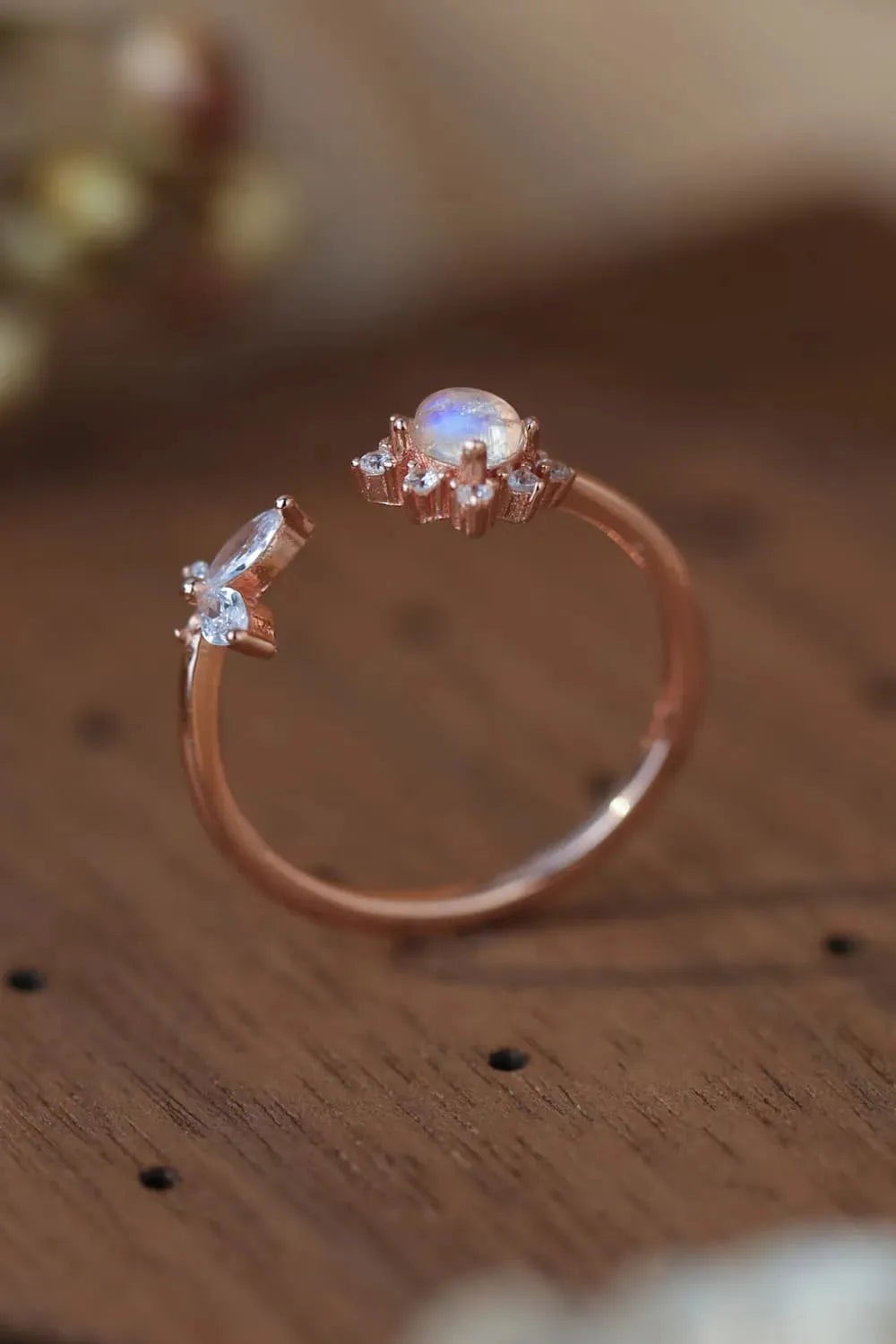 Moonstone 18K Rose Gold-Plated Open Ring Moonstone - Tophatter Daily Deals