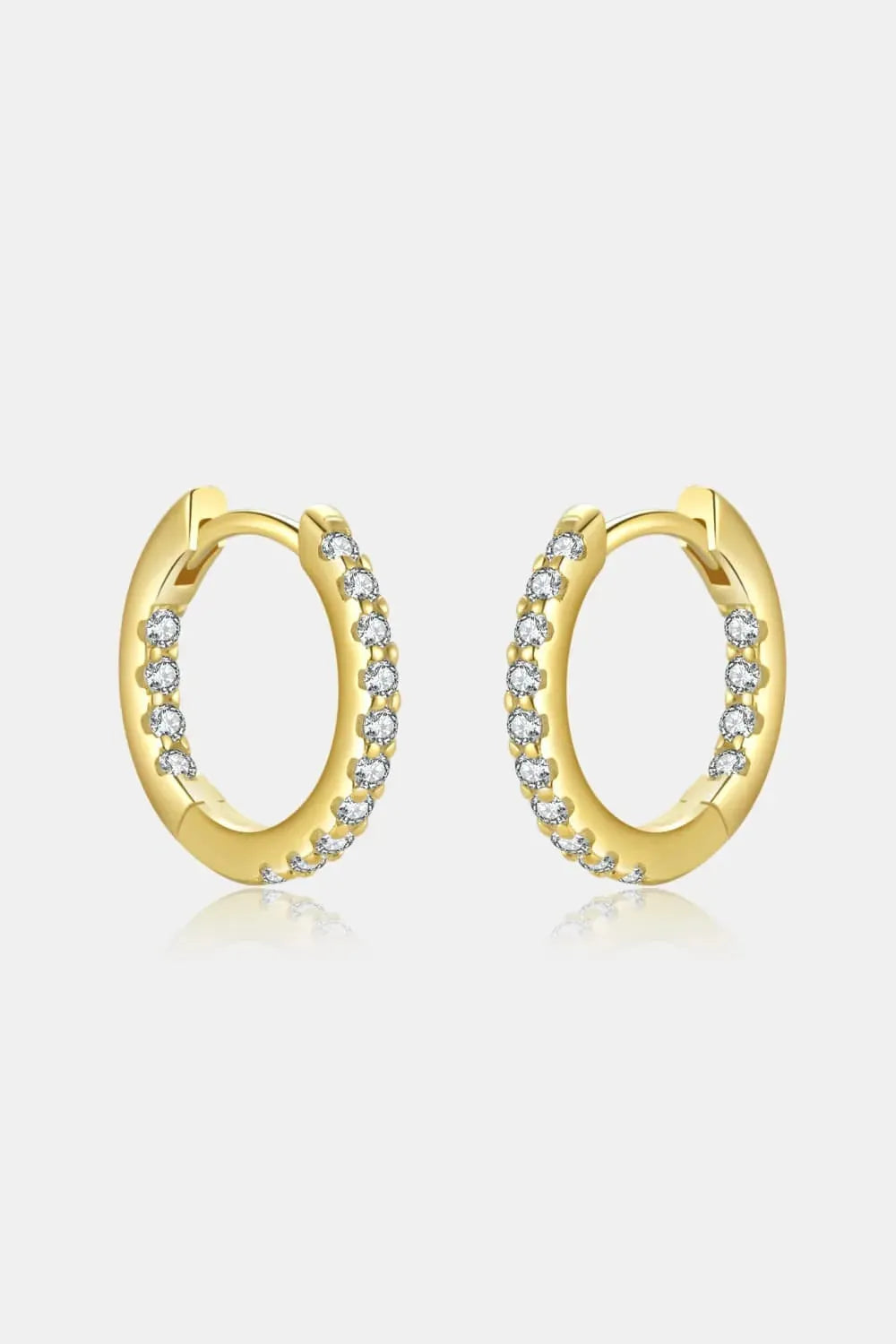 Inlaid Zircon 925 Sterling Silver Huggie Earrings Gold One Size Earrings - Tophatter Daily Deals