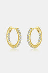 Inlaid Zircon 925 Sterling Silver Huggie Earrings Gold One Size Earrings - Tophatter Daily Deals