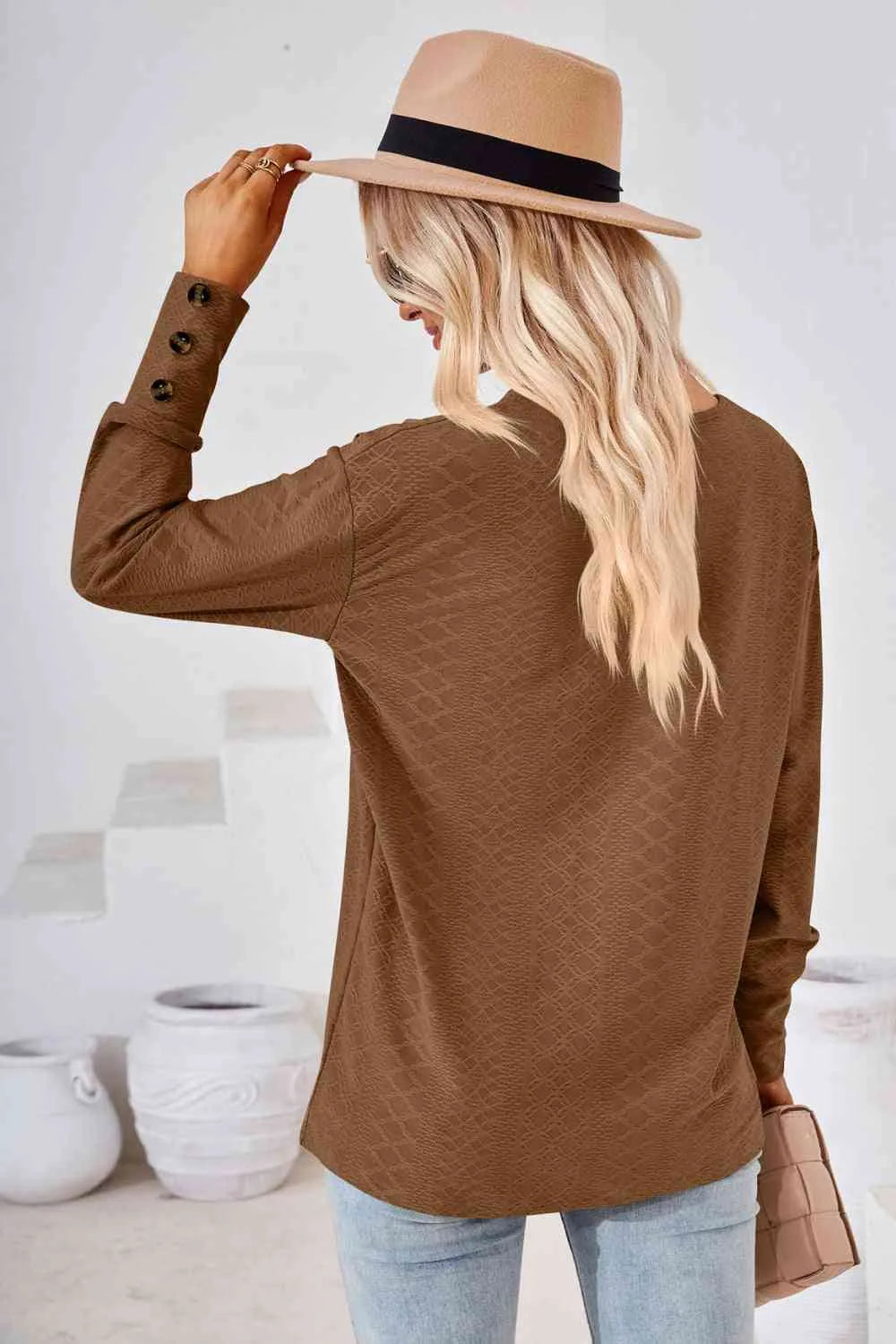 V-Neck Long Sleeve Blouse Blouses - Tophatter Daily Deals