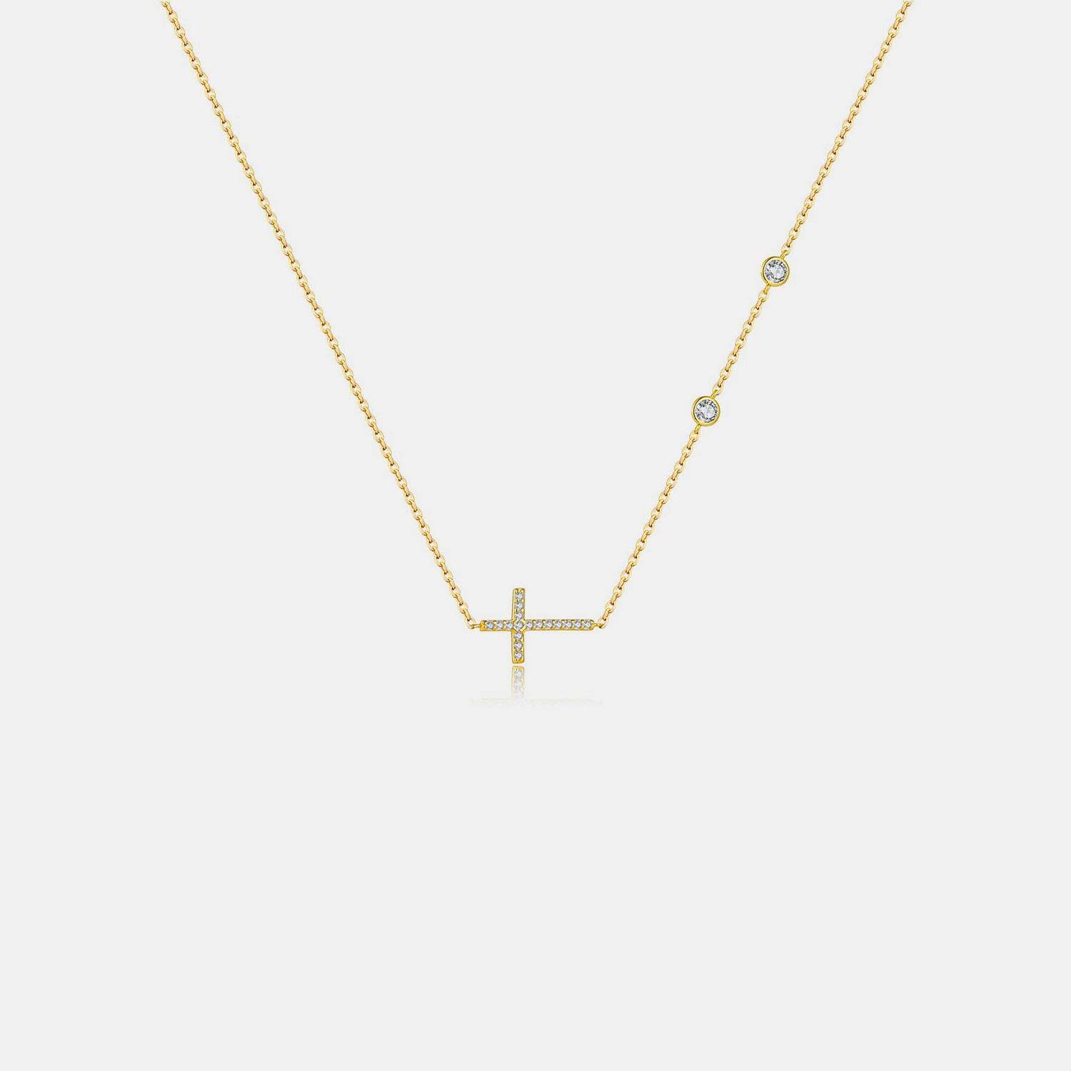 Zircon 925 Sterling Silver Cross Necklace Gold One Size Necklaces - Tophatter Daily Deals