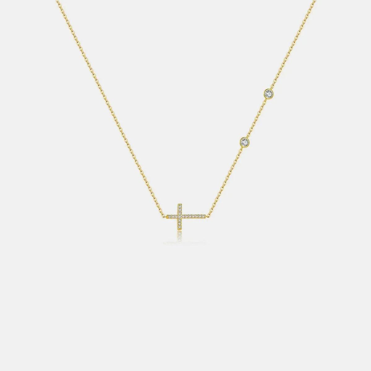 Zircon 925 Sterling Silver Cross Necklace Gold One Size Necklaces - Tophatter Daily Deals