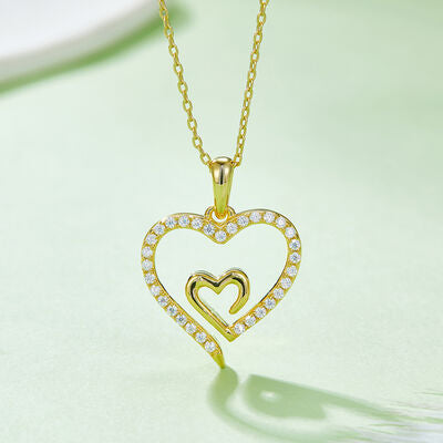 Moissanite 925 Sterling Silver Heart Pendant Necklace Gold One Size Moissanite - Tophatter Daily Deals