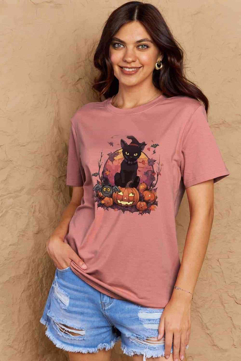 Simply Love Full Size Halloween Theme Graphic T-Shirt Women's T-Shirts - Tophatter Daily Deals