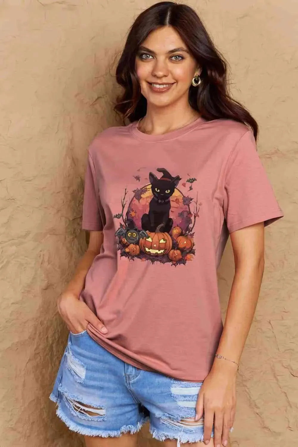 Simply Love Full Size Halloween Theme Graphic T-Shirt Women's T-Shirts - Tophatter Daily Deals